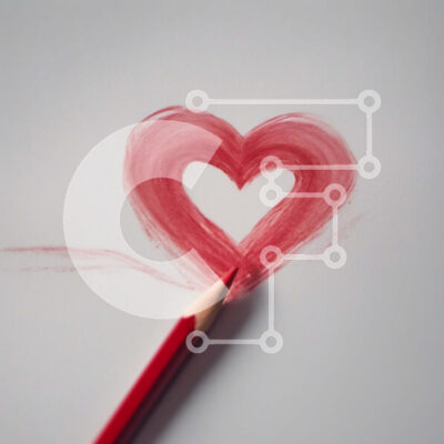 Intra Συλλεκτικό Ξύλινο Παζλ Plywood  4mm - Κόκκινο μολύβι που σχεδιάζει σχήμα καρδιάς σε χαρτί Σε Ξύλινο Κουτί - Διαστάσεις Puzzle: 10x10 cm – 25 κομμάτια - Image 1