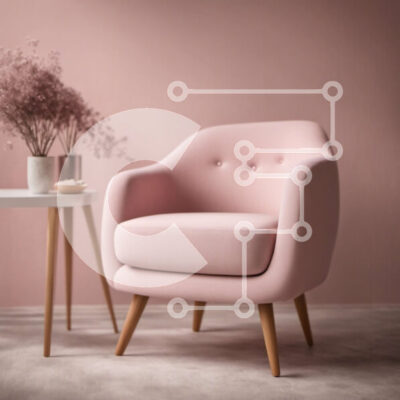 Intra Συλλεκτικό Ξύλινο Παζλ Plywood  4mm - Άδειο δωμάτιο με ροζ καρέκλα και ξύλινα πόδια Σε Ξύλινο Κουτί - Διαστάσεις Puzzle: 10x10 cm – 25 κομμάτια - Image 1