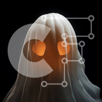 Intra Συλλεκτικό Ξύλινο Παζλ Plywood  4mm - Φάντασμα με λαμπερά μάτια σε μαύρο φόντο Σε Ξύλινο Κουτί - Διαστάσεις Puzzle: 10x10 cm – 25 κομμάτια - Image 1