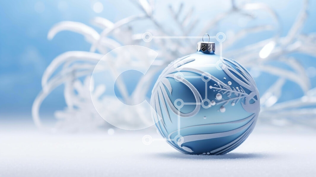 Intra Συλλεκτικό Ξύλινο Παζλ Plywood  4mm - Μπλε Χριστουγεννιάτικη μπάλα στολίδι σε νιφάδες χιονιού και κλαδιά Σε Ξύλινο Κουτί - Διαστάσεις: 10x10 cm – 25 κομμάτια