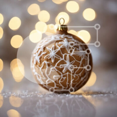 Intra Συλλεκτικό Ξύλινο Παζλ Plywood 4mm - Χρυσή Χριστουγεννιάτικη μπάλα στολίδι με φόντο νιφάδες χιονιού Σε Ξύλινο Κουτί - Διαστάσεις: 10x10 cm – 25 κομμάτια - Image 1