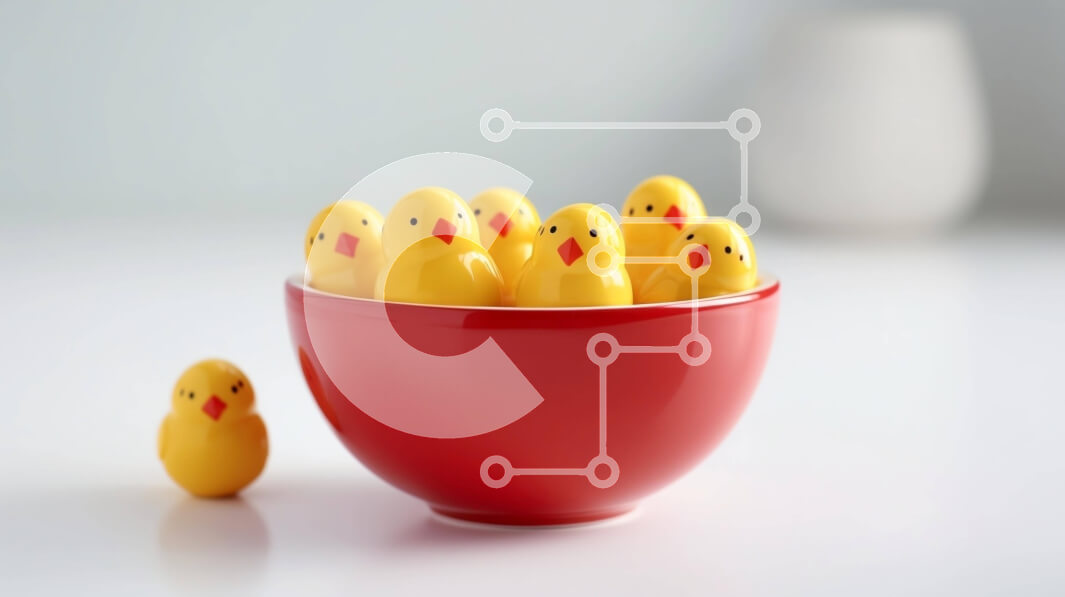 Intra Συλλεκτικό Ξύλινο Παζλ Plywood  4mm - Κόκκινο μπολ με μικρά κίτρινα κοτόπουλα Σε Ξύλινο Κουτί - Διαστάσεις: 10x10 cm – 25 κομμάτια