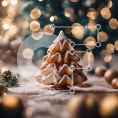 Intra Συλλεκτικό Ξύλινο Παζλ Plywood 4mm - Χιονισμένο χριστουγεννιάτικο δέντρο με χρυσές μπάλες και στολίδια Σε Ξύλινο Κουτί - Διαστάσεις: 10x10 cm – 25 κομμάτια - Image 1