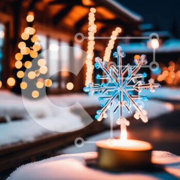 Intra Συλλεκτικό Ξύλινο Παζλ Plywood  4mm - Διακόσμηση κεριών με νιφάδα χιονιού σε μια χειμωνιάτικη νύχτα Σε Ξύλινο Κουτί - Διαστάσεις Puzzle: 10x10 cm – 25 κομμάτια - Image 1