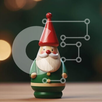 Intra Συλλεκτικό Ξύλινο Παζλ Plywood  4mm - Πράσινο και κόκκινο φιγούρα gnome για εορταστική διακόσμηση Σε Ξύλινο Κουτί - Διαστάσεις Puzzle: 10x10 cm – 25 κομμάτια - Image 1