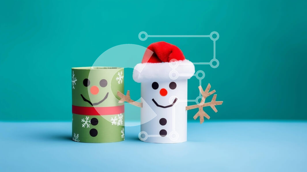 Intra Συλλεκτικό Ξύλινο Παζλ Plywood  4mm - Χιονάνθρωποι σε ρολό χαρτιού υγείας σε μπλε φόντο Σε Ξύλινο Κουτί - Διαστάσεις Puzzle: 10x10 cm – 25 κομμάτια