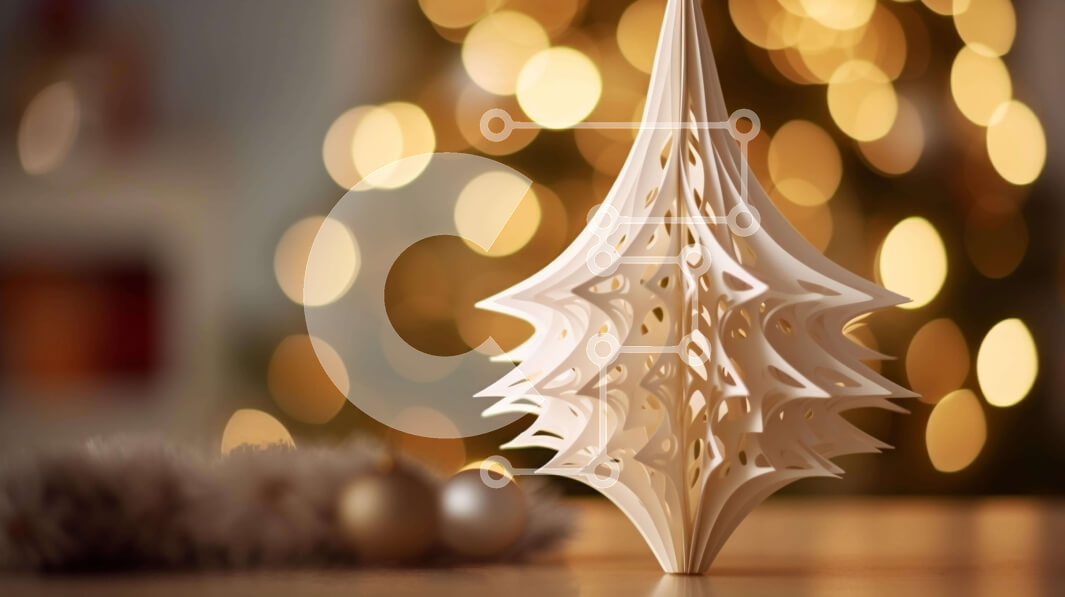 Intra Συλλεκτικό Ξύλινο Παζλ Plywood  4mm - Λευκό χριστουγεννιάτικο δέντρο με στολίδια και στολίδια Σε Ξύλινο Κουτί - Διαστάσεις: 10x10 cm – 25 κομμάτια