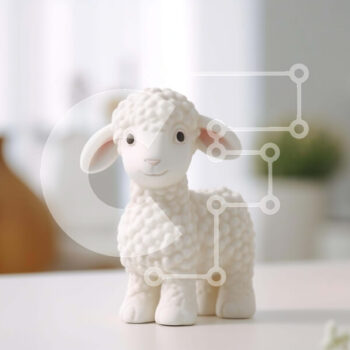 Intra Συλλεκτικό Ξύλινο Παζλ Plywood  4mm - Μικρό λευκό ειδώλιο αρνιού σε ένα τραπέζι Σε Ξύλινο Κουτί - Διαστάσεις Puzzle: 10x10 cm – 25 κομμάτια - Image 1