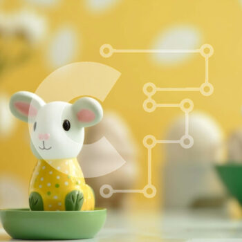 Intra Συλλεκτικό Ξύλινο Παζλ Plywood  4mm - Διακόσμηση Πασχαλινών Τραπεζιών με Λευκό και Κίτρινο Ειδώλιο ποντικιού Σε Ξύλινο Κουτί - Διαστάσεις Puzzle: 10x10 cm – 25 κομμάτια - Image 1