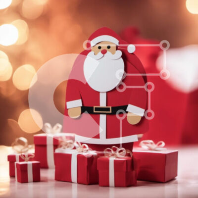 Intra Συλλεκτικό Ξύλινο Παζλ Plywood  4mm - Άγιος Βασίλης με δώρα και εορταστικά φώτα Σε Ξύλινο Κουτί - Διαστάσεις: 10x10 cm – 25 κομμάτια - Image 1