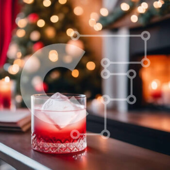 Intra Συλλεκτικό Ξύλινο Παζλ Plywood  4mm - Ποτήρι κόκκινο υγρό με παγάκι μπροστά από το τζάκι Σε Ξύλινο Κουτί - Διαστάσεις Puzzle: 10x10 cm – 25 κομμάτια - Image 1