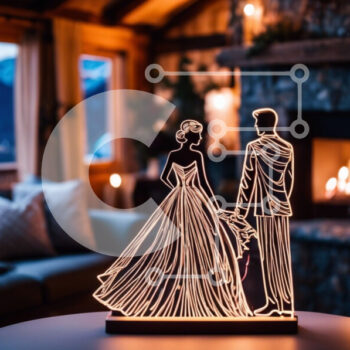 Intra Συλλεκτικό Ξύλινο Παζλ Plywood  4mm - Ρομαντικός αρραβώνας ή γαμήλιος εορτασμός με ανάγλυφο γλυπτό Σε Ξύλινο Κουτί - Διαστάσεις Puzzle: 10x10 cm – 25 κομμάτια - Image 1