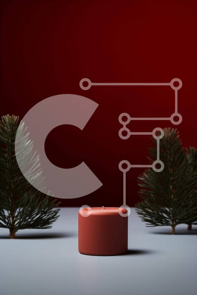 Intra Συλλεκτικό Ξύλινο Παζλ Plywood  4mm - Κόκκινο κερί και πεύκα - σύμβολο της περιόδου διακοπών Σε Ξύλινο Κουτί - Διαστάσεις: 10x10 cm – 25 κομμάτια