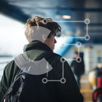 Intra Συλλεκτικό Ξύλινο Παζλ Plywood  4mm - Νεαρός άνδρας στο κατάστρωμα του πορθμείου Σε Ξύλινο Κουτί - Διαστάσεις Puzzle: 10x10 cm – 25 κομμάτια - Image 1