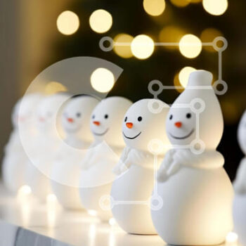 Intra Συλλεκτικό Ξύλινο Παζλ Plywood  4mm - Σειρά από λευκά ειδώλια χιονάνθρωποι με φωτισμένο φόντο Σε Ξύλινο Κουτί - Διαστάσεις Puzzle: 10x10 cm – 25 κομμάτια - Image 1