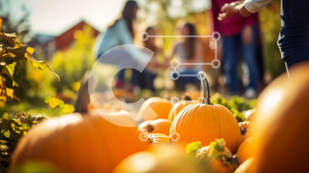 Intra Συλλεκτικό Ξύλινο Παζλ Plywood  4mm - Ομάδα ανθρώπων που απολαμβάνει την εποχή του φθινοπώρου με τις κολοκύθες Σε Ξύλινο Κουτί - Διαστάσεις Puzzle: 10x10 cm – 25 κομμάτια