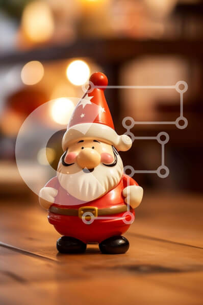 Intra Συλλεκτικό Ξύλινο Παζλ Plywood  4mm - Μικρό κόκκινο ειδώλιο Άγιου Βασίλη στο τραπέζι Σε Ξύλινο Κουτί - Διαστάσεις: 10x10 cm – 25 κομμάτια