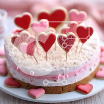 Intra Συλλεκτικό Ξύλινο Παζλ Plywood  4mm - Τούρτα του Αγίου Βαλεντίνου με μπισκότα σε σχήμα καρδιάς και φλιτζάνι στο τραπέζι Σε Ξύλινο Κουτί - Διαστάσεις Puzzle: 10x10 cm – 25 κομμάτια - Image 1