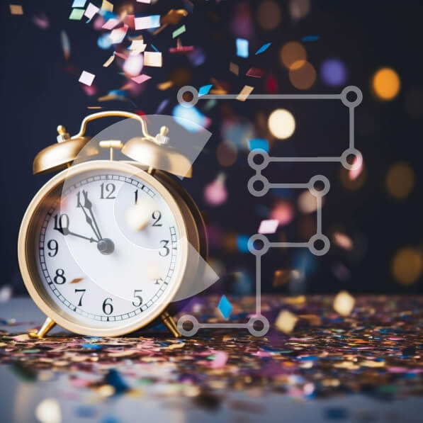 Intra Συλλεκτικό Ξύλινο Παζλ Plywood  4mm - Εορταστικό Ξυπνητήρι με κομφετί και στρέμματα Σε Ξύλινο Κουτί - Διαστάσεις Puzzle: 10x10 cm – 25 κομμάτια