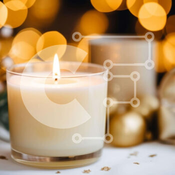 Intra Συλλεκτικό Ξύλινο Παζλ Plywood  4mm - Αναμμένο κερί με χρυσά και λευκά λουλούδια Σε Ξύλινο Κουτί - Διαστάσεις: 10x10 cm – 25 κομμάτια - Image 1