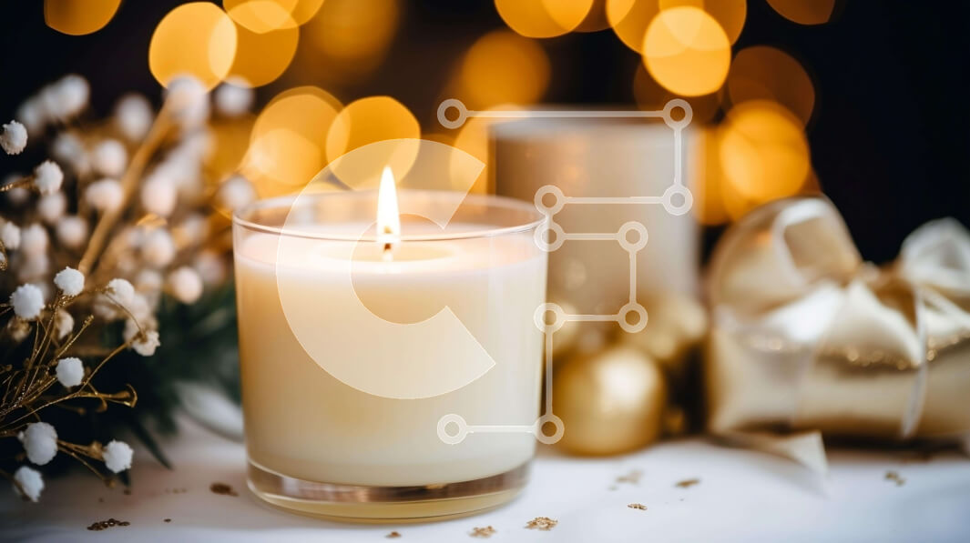 Intra Συλλεκτικό Ξύλινο Παζλ Plywood  4mm - Αναμμένο κερί με χρυσά και λευκά λουλούδια Σε Ξύλινο Κουτί - Διαστάσεις: 10x10 cm – 25 κομμάτια