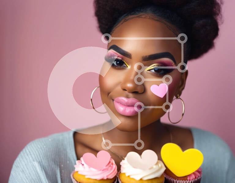 Intra Συλλεκτικό Ξύλινο Παζλ Plywood  4mm - Μαύρη γυναίκα που κρατά cupcakes για την ημέρα του Αγίου Βαλεντίνου Σε Ξύλινο Κουτί - Διαστάσεις Puzzle: 10x10 cm – 25 κομμάτια