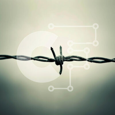 Intra Συλλεκτικό Ξύλινο Παζλ Plywood  4mm - Συρματοπλέγματα τυλιγμένα με κολλητική ταινία τη συννεφιασμένη μέρα Σε Ξύλινο Κουτί - Διαστάσεις: 10x10 cm – 25 κομμάτια - Image 1