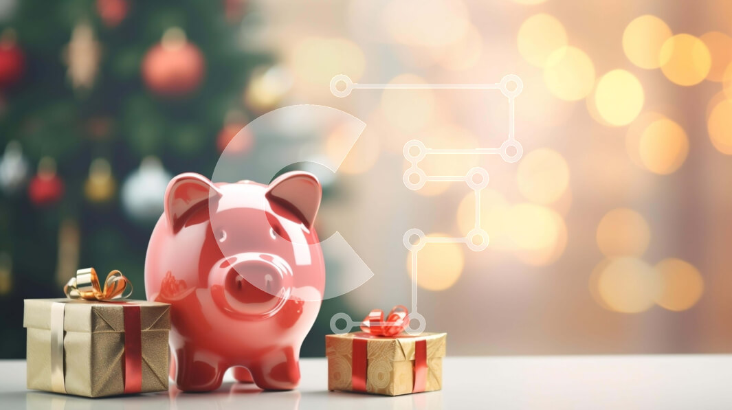 Intra Συλλεκτικό Ξύλινο Παζλ Plywood  4mm - Κόκκινος κουμπαράς με χριστουγεννιάτικα δώρα και δέντρο Σε Ξύλινο Κουτί - Διαστάσεις: 10x10 cm – 25 κομμάτια