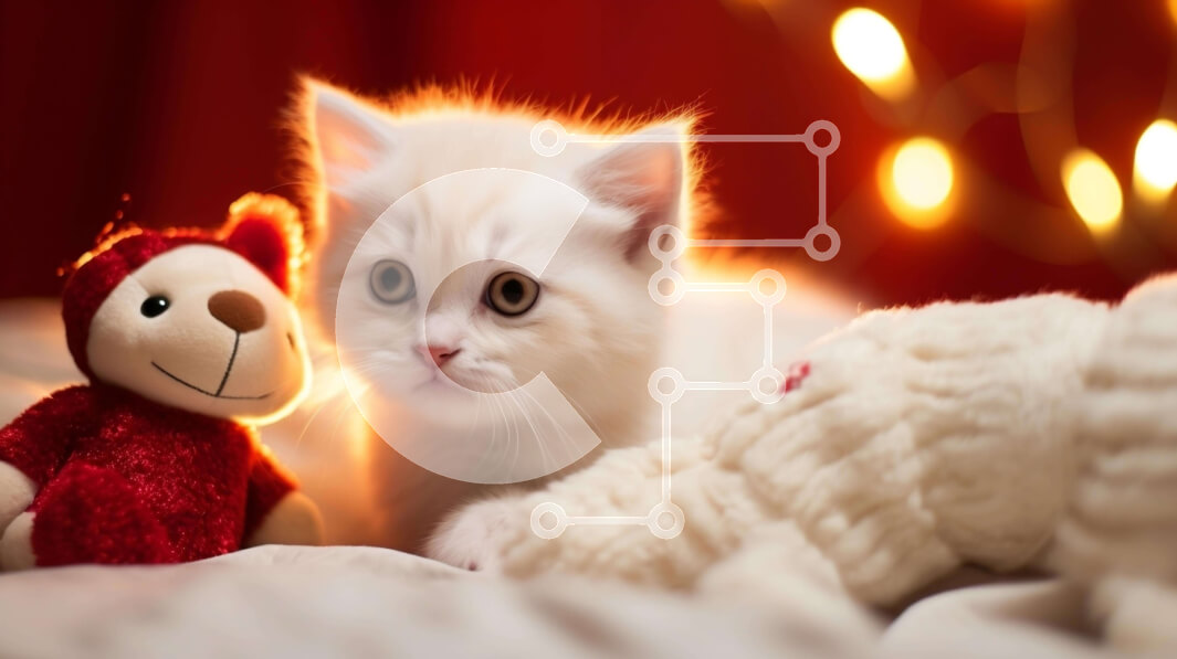 Intra Συλλεκτικό Ξύλινο Παζλ Plywood  4mm - Λευκό γατάκι με γεμιστά ζώα Σε Ξύλινο Κουτί - Διαστάσεις: 10x10 cm – 25 κομμάτια