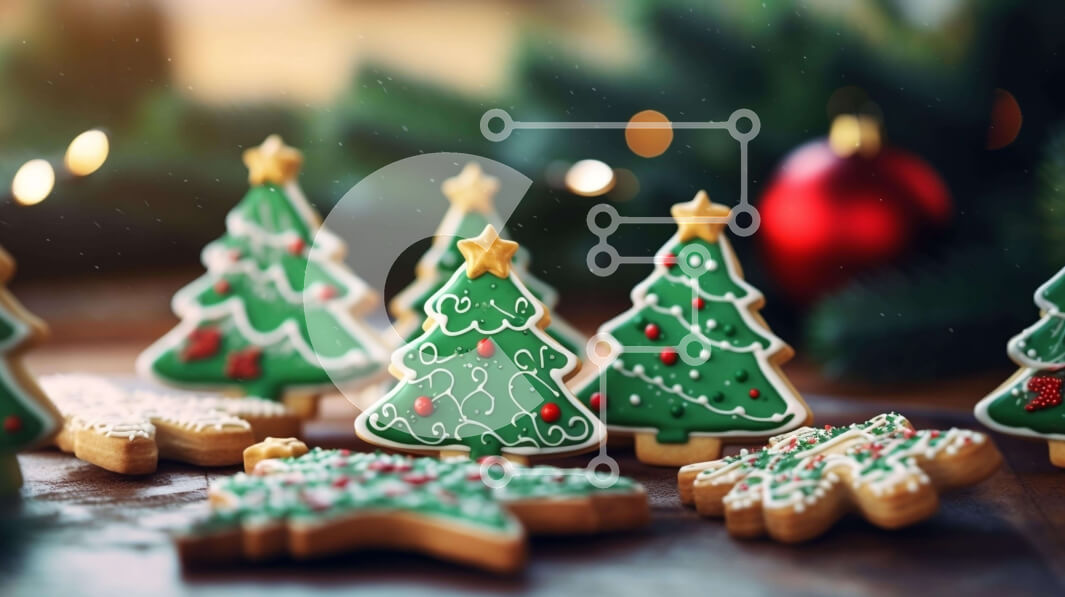 Intra Συλλεκτικό Ξύλινο Παζλ Plywood  4mm - Εορταστικά μπισκότα χριστουγεννιάτικου δέντρου σε ένα ξύλινο τραπέζι Σε Ξύλινο Κουτί - Διαστάσεις: 10x10 cm – 25 κομμάτια