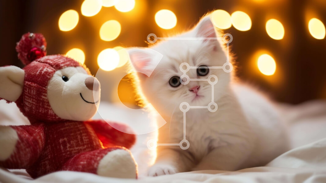 Intra Συλλεκτικό Ξύλινο Παζλ Plywood  4mm - Λευκό γατάκι και αρκουδάκι Σε Ξύλινο Κουτί - Διαστάσεις: 10x10 cm – 25 κομμάτια