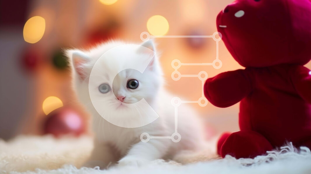 Intra Συλλεκτικό Ξύλινο Παζλ Plywood  4mm - Χαριτωμένο λευκό γατάκι με αρκουδάκι Σε Ξύλινο Κουτί - Διαστάσεις: 10x10 cm – 25 κομμάτια