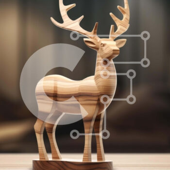 Intra Συλλεκτικό Ξύλινο Παζλ Plywood  4mm - Ξύλινο άγαλμα ελαφιού στο τραπέζι Σε Ξύλινο Κουτί - Διαστάσεις Puzzle: 10x10 cm – 25 κομμάτια - Image 1