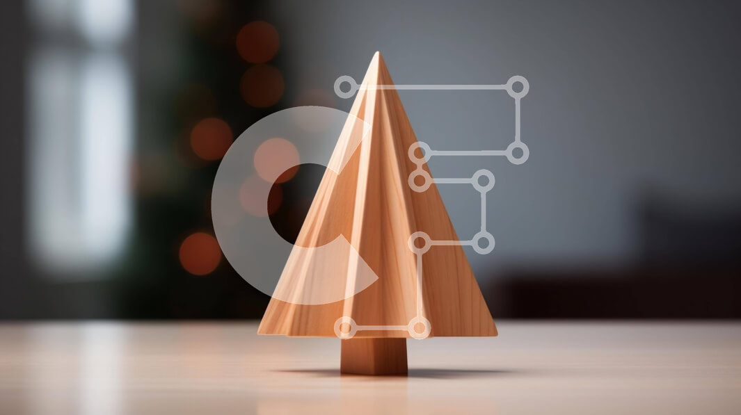 Intra Συλλεκτικό Ξύλινο Παζλ Plywood  4mm - Μικρό ξύλινο χριστουγεννιάτικο δέντρο σε ημιτελές ξύλινο τραπέζι Σε Ξύλινο Κουτί - Διαστάσεις: 10x10 cm – 25 κομμάτια