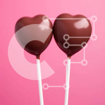 Intra Συλλεκτικό Ξύλινο Παζλ Plywood  4mm - Γλειφιτζούρια με καρδιά σοκολάτας για την ημέρα του Αγίου Βαλεντίνου σε ροζ φόντο Σε Ξύλινο Κουτί - Διαστάσεις Puzzle: 10x10 cm – 25 κομμάτια - Image 1