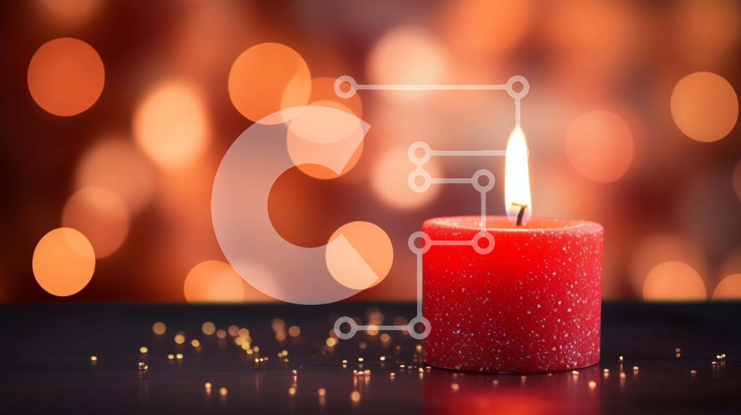 Intra Συλλεκτικό Ξύλινο Παζλ Plywood  4mm - Αφηρημένο Χριστουγεννιάτικο κερί με χρυσά φώτα Bokeh Σε Ξύλινο Κουτί - Διαστάσεις: 10x10 cm – 25 κομμάτια