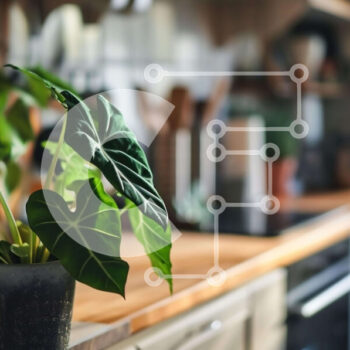 Intra Συλλεκτικό Ξύλινο Παζλ Plywood  4mm - Πράσινη κουζίνα με ζωηρά φυτά σε γλάστρες Σε Ξύλινο Κουτί - Διαστάσεις Puzzle: 10x10 cm – 25 κομμάτια - Image 1