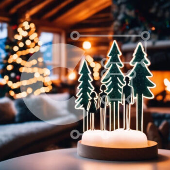 Intra Συλλεκτικό Ξύλινο Παζλ Plywood  4mm - Σαλόνι με θέμα τις διακοπές, διακοσμημένο για την εποχή Σε Ξύλινο Κουτί - Διαστάσεις Puzzle: 10x10 cm – 25 κομμάτια - Image 1