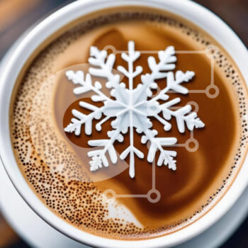 Intra Συλλεκτικό Ξύλινο Παζλ Plywood  4mm - Φλιτζάνι καφέ με διακοσμητική νιφάδα χιονιού Σε Ξύλινο Κουτί - Διαστάσεις Puzzle: 10x10 cm – 25 κομμάτια - Image 1