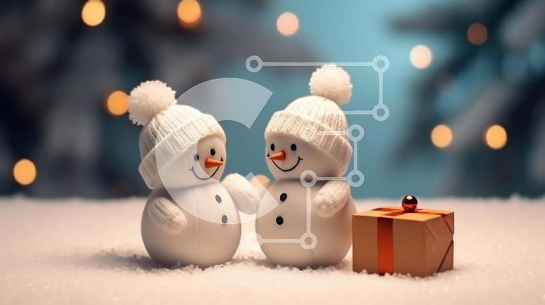 Intra Συλλεκτικό Ξύλινο Παζλ Plywood  4mm - Ειδώλια χιονάνθρωποι με κουτί δώρων στο φόντο Σε Ξύλινο Κουτί - Διαστάσεις Puzzle: 10x10 cm – 25 κομμάτια