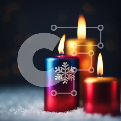 Intra Συλλεκτικό Ξύλινο Παζλ Plywood  4mm - Πολύχρωμα κεριά νιφάδα χιονιού για την παραμονή των Χριστουγέννων και της Πρωτοχρονιάς Σε Ξύλινο Κουτί - Διαστάσεις: 10x10 cm – 25 κομμάτια - Image 1