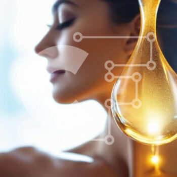 Intra Συλλεκτικό Ξύλινο Παζλ Plywood  4mm - Γυναίκα που κρατά χρυσή σταγόνα λαδιού για περιποίηση δέρματος Σε Ξύλινο Κουτί - Διαστάσεις Puzzle: 10x10 cm – 25 κομμάτια - Image 1