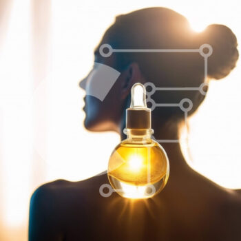 Intra Συλλεκτικό Ξύλινο Παζλ Plywood  4mm - Γυναίκα που κρατά μπουκάλι λαδιού για καλλυντικό προϊόν Σε Ξύλινο Κουτί - Διαστάσεις Puzzle: 10x10 cm – 25 κομμάτια - Image 1