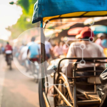 Intra Συλλεκτικό Ξύλινο Παζλ Plywood  4mm - Πολυσύχναστη σκηνή του δρόμου με ποδήλατα και καρότσια Σε Ξύλινο Κουτί - Διαστάσεις Puzzle: 10x10 cm – 25 κομμάτια - Image 1