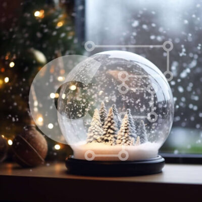 Intra Συλλεκτικό Ξύλινο Παζλ Plywood  4mm - Snow Globe με στολίδια χριστουγεννιάτικων δέντρων Σε Ξύλινο Κουτί - Διαστάσεις: 10x10 cm – 25 κομμάτια - Image 1