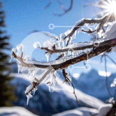 Intra Συλλεκτικό Ξύλινο Παζλ Plywood  4mm - Παγάκια στο κλαδί δέντρου με το φως του ήλιου Σε Ξύλινο Κουτί - Διαστάσεις: 10x10 cm – 25 κομμάτια - Image 1