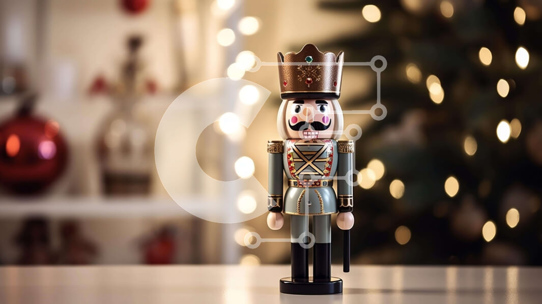 Intra Συλλεκτικό Ξύλινο Παζλ Plywood  4mm - Ξύλινος Καρυοθραύστης σε Διακοσμητικό Τραπέζι με Χριστουγεννιάτικα Φωτάκια Σε Ξύλινο Κουτί - Διαστάσεις: 10x10 cm – 25 κομμάτια