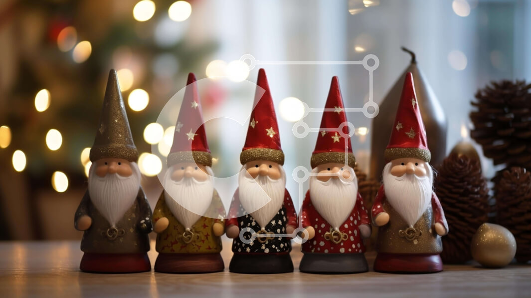 Intra Συλλεκτικό Ξύλινο Παζλ Plywood  4mm - Ειδώλια Gnome σε μια εορταστική έκθεση διακοπών Σε Ξύλινο Κουτί - Διαστάσεις Puzzle: 10x10 cm – 25 κομμάτια - Image 1