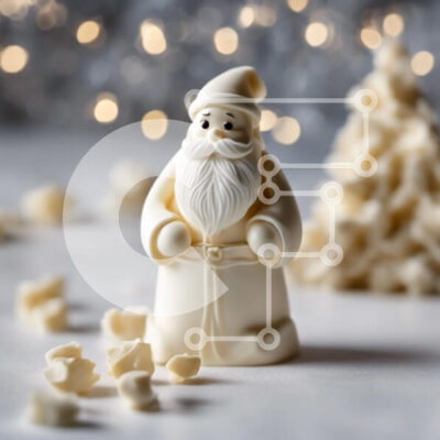 Intra Συλλεκτικό Ξύλινο Παζλ Plywood  4mm - Ειδώλιο Άγιου Βασίλη με κομμάτια λευκής σοκολάτας Σε Ξύλινο Κουτί - Διαστάσεις: 10x10 cm – 25 κομμάτια - Image 1