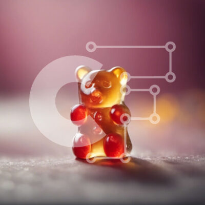 Intra Συλλεκτικό Ξύλινο Παζλ Plywood  4mm - Κόκκινο Gummy Bear σε πορτοκαλί φόντο Σε Ξύλινο Κουτί - Διαστάσεις: 10x10 cm – 25 κομμάτια - Image 1